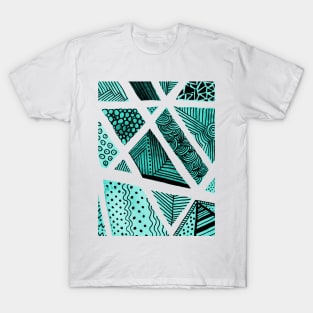 Geometric doodles - turquoise and black T-Shirt